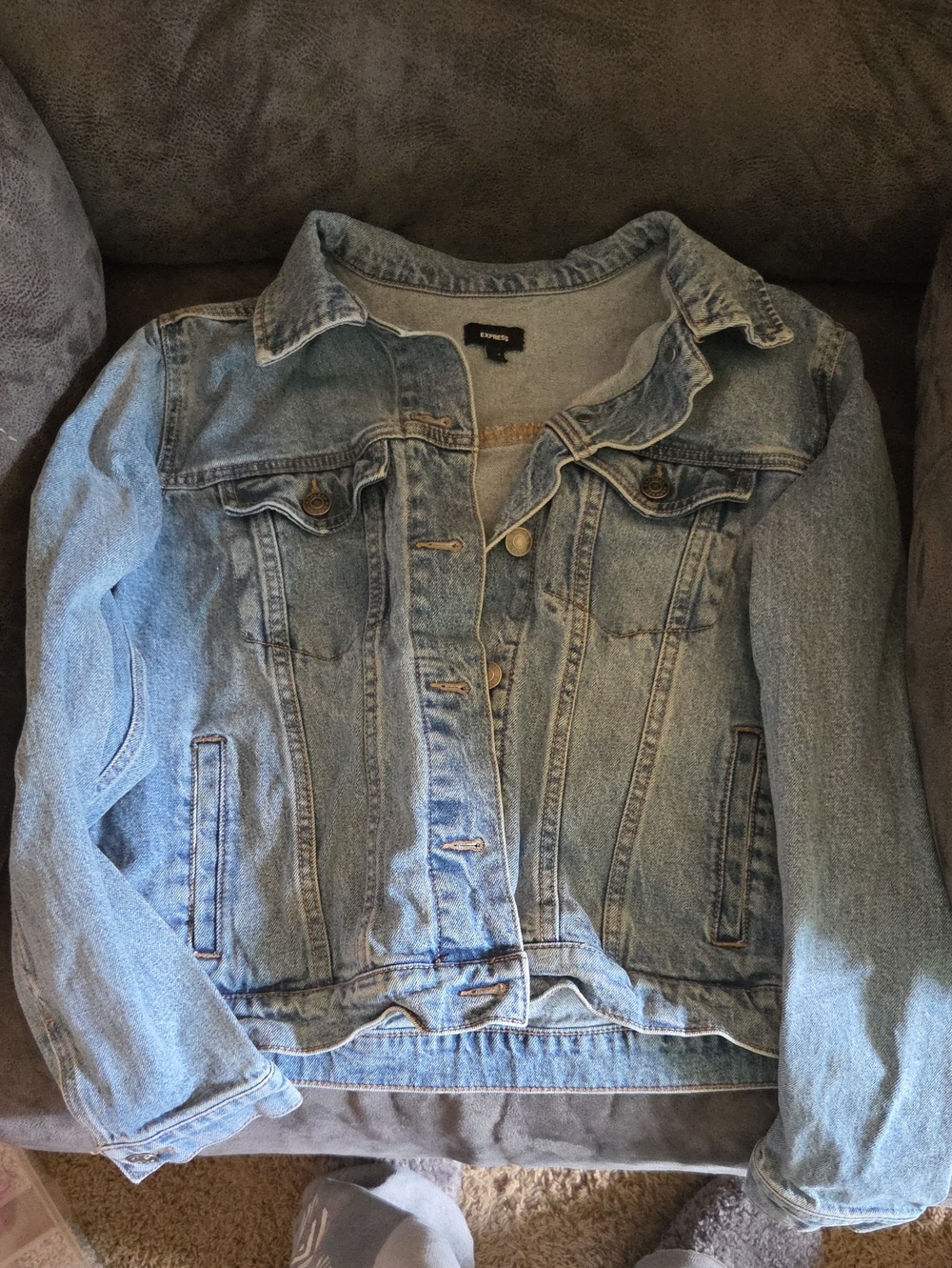 Express Light Blue Denim Jean Jacket - Women's